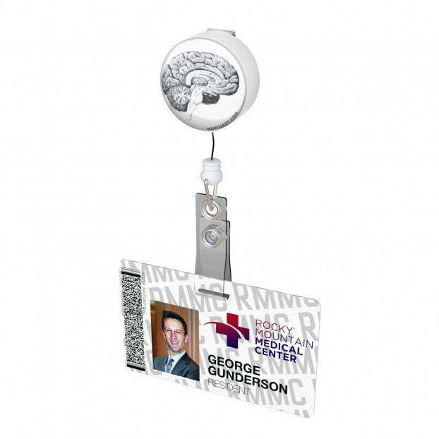 Vintage Brain Diagram Button Badge Reel 