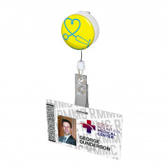 Stethoscope Heart Button Badge Reel 