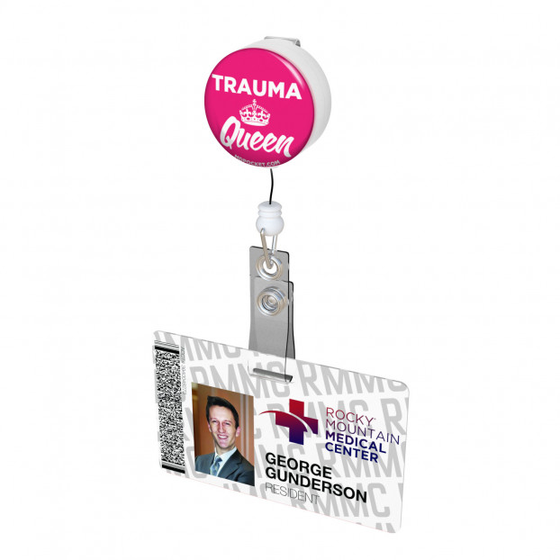 Trauma Queen Button Badge Reel 